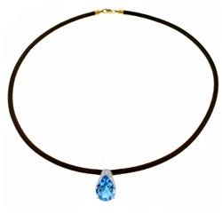 Genuine 6 ctw Blue Topaz Necklace Jewelry 14KT White Gold - REF-30P5H