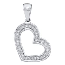 0.10 CTW Diamond Heart Love Pendant 14KT White Gold - REF-12K2W