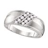 0.34 CTW Mens Diamond Double Row Wedding Ring 10KT White Gold - REF-44K9W