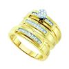 Image 1 : 0.22 CTW His & Hers Diamond Cluster Matching Bridal Ring 10KT Yellow Gold - REF-49X5Y