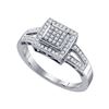 0.20 CTW Diamond Square Cluster Bridal Engagement Ring 10KT White Gold - REF-30F2N