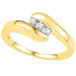 0.12 CTW Diamond 3-stone Promise Bridal Ring 10KT Yellow Gold - REF-22M4H