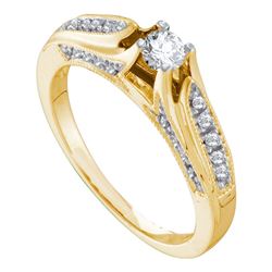 0.33 CTW Diamond Solitaire Bridal Engagement Ring 14KT Yellow Gold - REF-59X9Y
