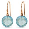 Genuine 12 ctw Blue Topaz Earrings Jewelry 14KT Rose Gold - REF-24T4A