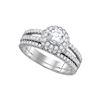 1.5 CTW Diamond Halo Bridal Engagement Ring 14KT White Gold - REF-344M9H