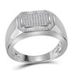 0.27 CTW Mens Diamond Octagon Cluster Ring 10KT White Gold - REF-49N5F