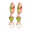 Genuine 4.3 ctw Peridot & Pearl Earrings Jewelry 14KT Rose Gold - REF-48M3T