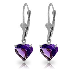 Genuine 3.25 ctw Amethyst Earrings Jewelry 14KT White Gold - REF-29X2M