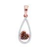 Image 1 : 0.12 CTW Red Color Diamond Teardrop Heart Pendant 10KT Rose Gold - REF-14N9F