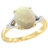 Image 1 : Natural 1.42 ctw Opal & Diamond Engagement Ring 10K Yellow Gold - REF-24Y2X