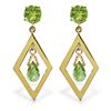 Genuine 2.4 ctw Peridot Earrings Jewelry 14KT Yellow Gold - REF-39P3H