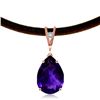 Genuine 6.01 ctw Amethyst & Diamond Necklace Jewelry 14KT Rose Gold - REF-32M3T
