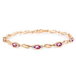 Genuine 3.39 ctw Pink Topaz & Diamond Bracelet Jewelry 14KT Rose Gold - REF-82Z5N