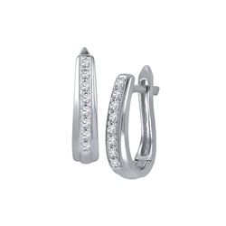 0.25 CTW Diamond Hoop Earrings 10KT White Gold - REF-26K9W