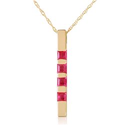 Genuine 0.35 ctw Ruby Necklace Jewelry 14KT Yellow Gold - REF-27V5W