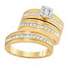 Image 1 : 0.35 CTW His & Hers Diamond Solitaire Matching Bridal Ring 10KT Yellow Gold - REF-52Y4X