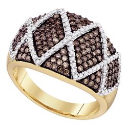 1 CTW Brown Color Diamond Fashion Ring 10KT Yellow Gold - REF-59Y9X