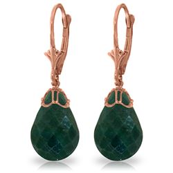 Genuine 29.6 ctw Green Sapphire Corundum Earrings Jewelry 14KT Rose Gold - REF-40H7X