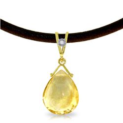 Genuine 6.51 ctw Citrine & Diamond Necklace Jewelry 14KT Yellow Gold - REF-26P9H