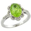 Image 1 : Natural 2.24 ctw Peridot & Diamond Engagement Ring 14K White Gold - REF-39A4V