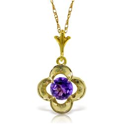 Genuine 0.55 ctw Amethyst Necklace Jewelry 14KT Yellow Gold - REF-23P6H