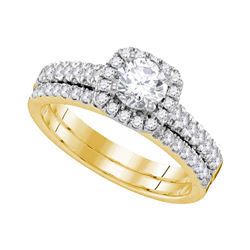 1.25 CTW Diamond Halo Bridal Engagement Ring 14KT Yellow Gold - REF-299W9K