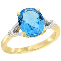 Natural 2.41 ctw Swiss-blue-topaz & Diamond Engagement Ring 14K Yellow Gold - REF-33H8W