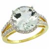 Image 1 : Natural 5.34 ctw Green-amethyst & Diamond Engagement Ring 10K Yellow Gold - REF-35N4G