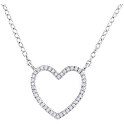 0.10 CTW Diamond Heart Love Pendant 10KT White Gold - REF-14X9Y