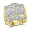 Image 1 : 1 CTW Mens Diamond Arched Square Cluster Ring 10KT Yellow Gold - REF-67W4K