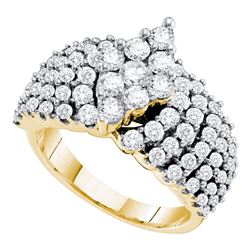 2 CTW Pave-set Diamond Oval-shape Cluster Ring 14KT Yellow Gold - REF-217W4K