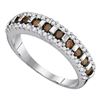Image 1 : 0.50 CTW Cognac-brown Color Diamond Triple Row Ring 10KT White Gold - REF-22W4K