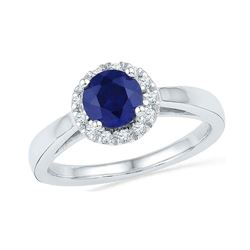 1.12 CTW Created Blue Sapphire Solitaire Ring 10KT White Gold - REF-25M4H