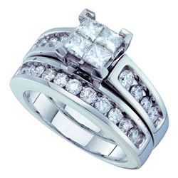 1.5 CTW Princess Diamond Bridal Engagement Ring 14KT White Gold - REF-194Y9X