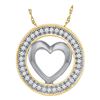 Image 1 : 0.10 CTW Diamond Encircled Heart Pendant 10KT Yellow Gold - REF-11W2K
