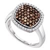 Image 1 : 0.95 CTW Cognac-brown Color Diamond Square Cluster Ring 10KT White Gold - REF-33X8Y