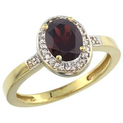 Natural 1.08 ctw Garnet & Diamond Engagement Ring 14K Yellow Gold - REF-31Z3Y