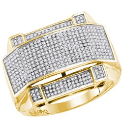 0.63 CTW Mens Diamond Arched Rectangle Cluster Ring 10KT Yellow Gold - REF-79M4H