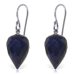 Genuine 25.8 ctw Sapphire Earrings Jewelry 14KT White Gold - REF-25N6R