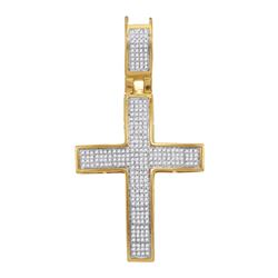 0.46 CTW Mens Diamond Symmetrical Cross Charm Pendant 10KT Yellow Gold - REF-44K9W