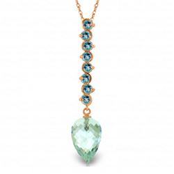 Genuine 12.8 ctw Blue Topaz Necklace Jewelry 14KT Rose Gold - REF-49R2P