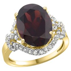 Natural 6.91 ctw garnet & Diamond Engagement Ring 14K Yellow Gold - REF-97N5G