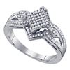 Image 1 : 0.25 CTW Diamond Diagonal Square Cluster Ring 10KT White Gold - REF-30F2N