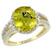 Image 1 : Natural 3.47 ctw Lemon-quartz & Diamond Engagement Ring 14K Yellow Gold - REF-45H3W