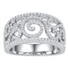 Image 1 : 0.63 CTW Diamond Swirl Filigree Ring 10KT White Gold - REF-57X2Y