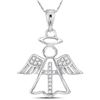Image 1 : 0.05 CTW Diamond Angel Cross Pendant 14KT White Gold - REF-12X2Y
