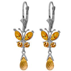 Genuine 2.74 ctw Citrine Earrings Jewelry 14KT White Gold - REF-42H6X