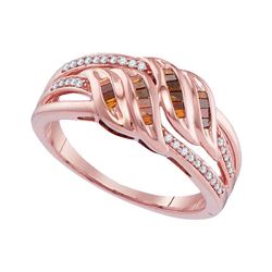 0.25 CTW Princess Red Color Diamond Strand Ring 10KT Rose Gold - REF-26F3N