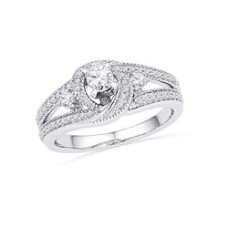 0.50 CTW Diamond Bridal Wedding Engagement Anniversary Ring 10KT White Gold - REF-52F4N