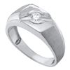 0.27 CTW Mens Diamond Solitaire Satin-finish Ring 10KT White Gold - REF-49N5F